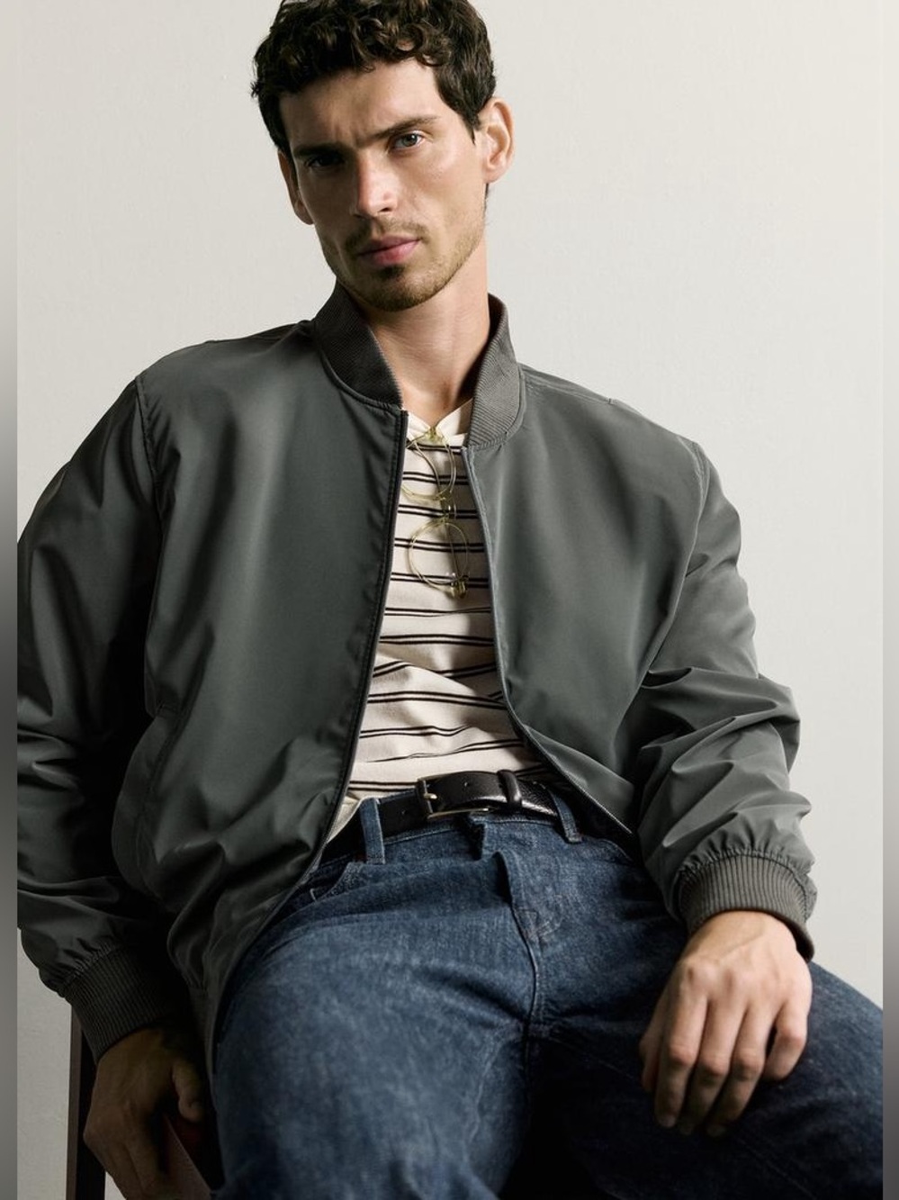 Zara Men’s Olive Green Bomber Jacket